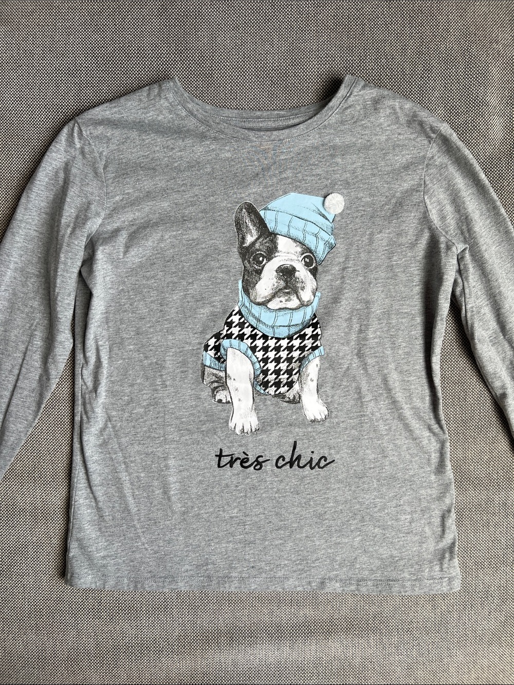 Tres Chic Boston Terrier Long Sleeve Shirt- Size L 10/12